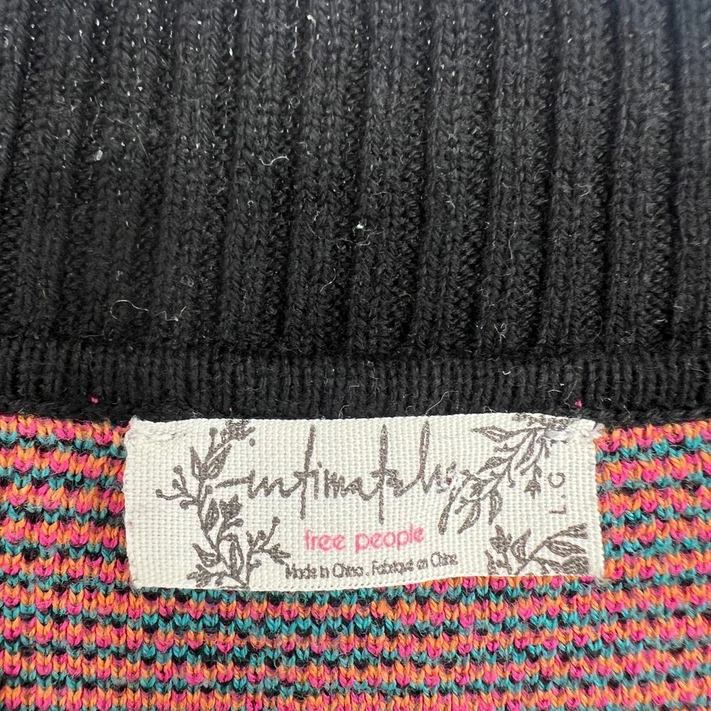 Free People Intimately Bodysuit Womens L Floral Retro Colorful 70s Knit Hippie‎